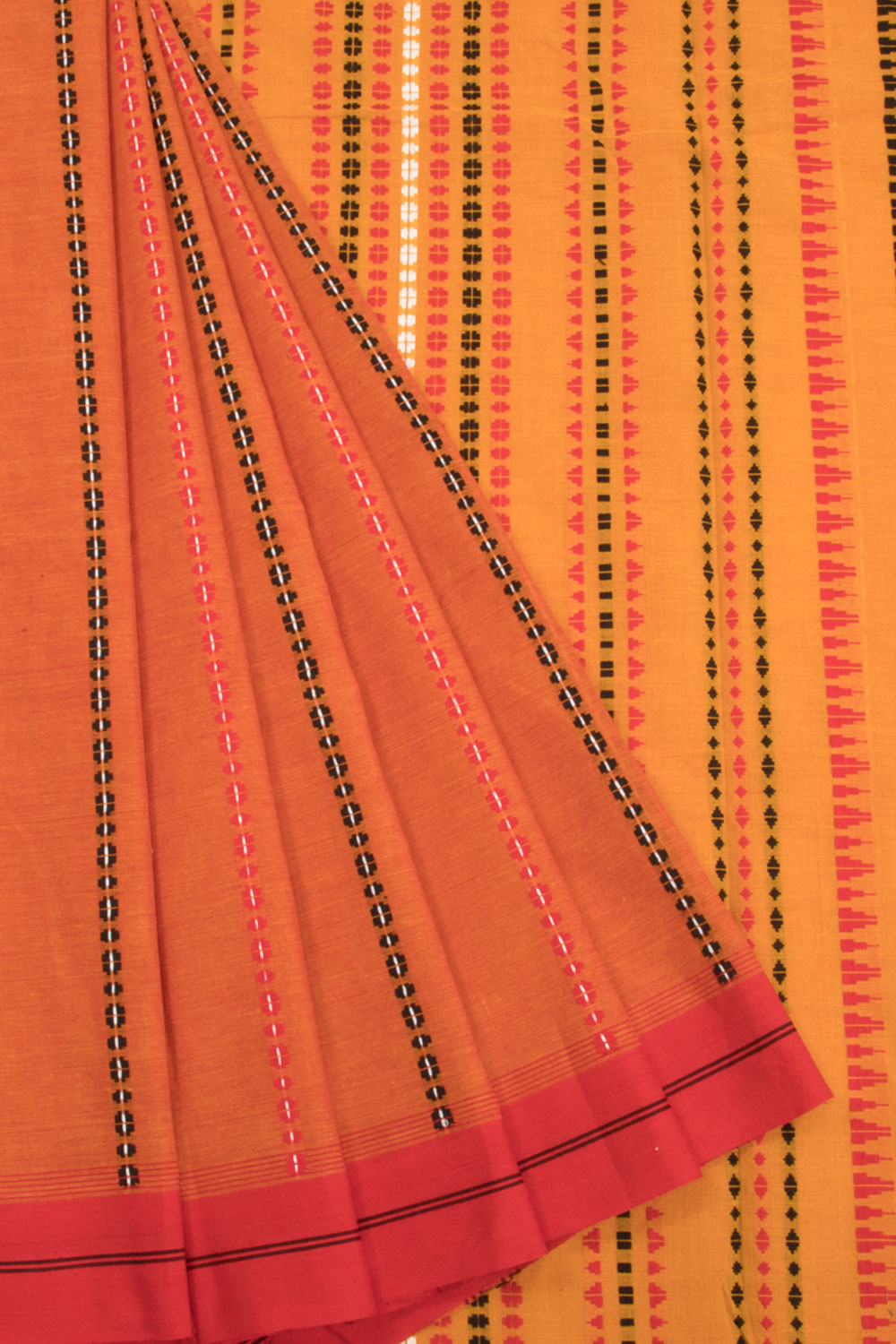 Orange Begumpuri Cotton Sarees 10068450