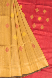 Brown Handloom Bhagalpur Dupion Tussar Silk Saree 10068463