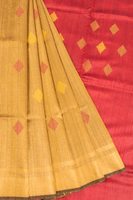 Brown Handloom Bhagalpur Dupion Tussar Silk Saree 10068463