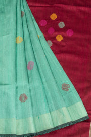 Blue Handloom Bhagalpur Dupion Tussar Silk Saree - Avishya