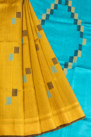 Mustard Yellow Handloom Bhagalpur Dupion Tussar Silk Saree 10068465