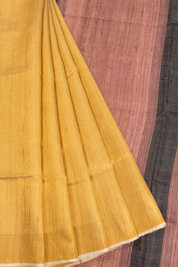 Yellow Handloom Bhagalpur Dupion Tussar Silk Saree 10068467