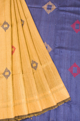 Brown Handloom Bhagalpur Dupion Tussar Silk Saree 10068468