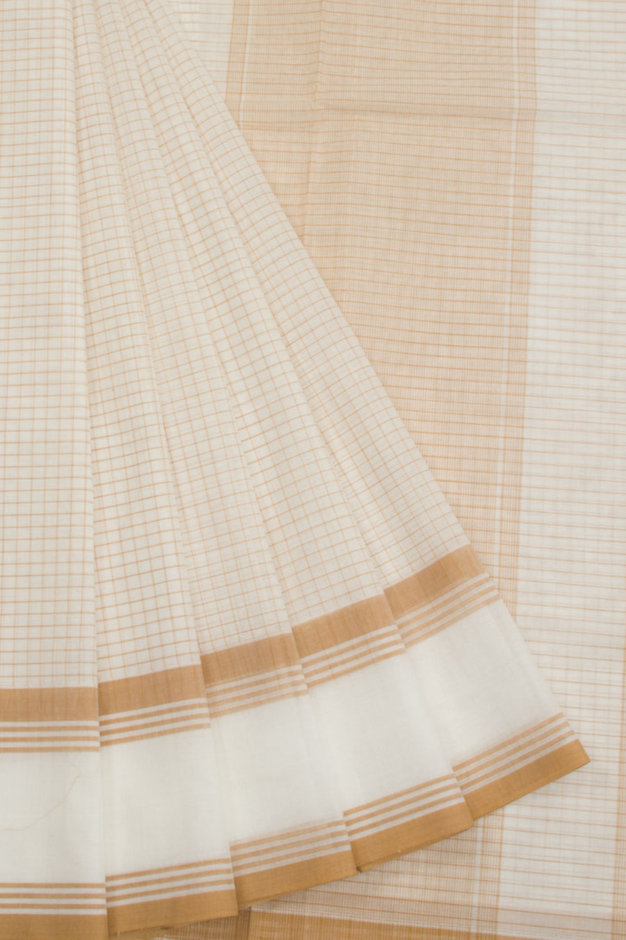 White Handwoven Kanchi Cotton Saree 10068493 - Avishya