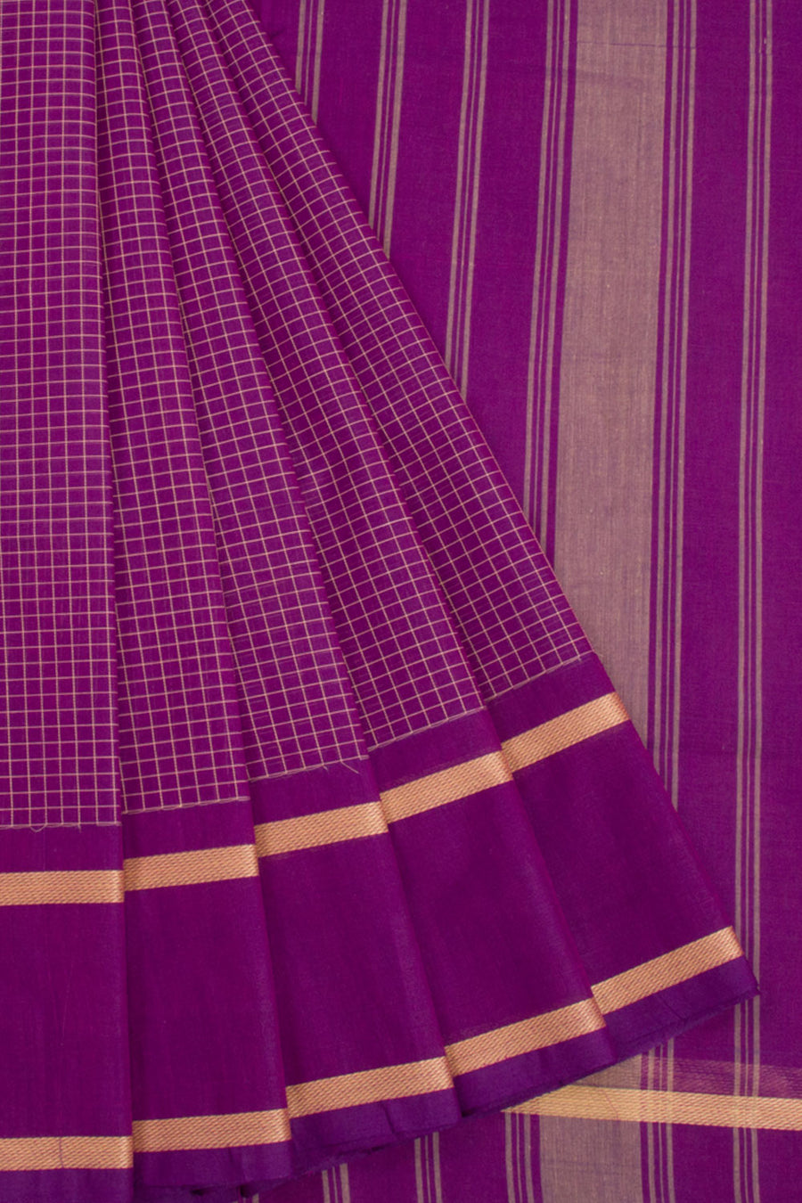 Purple Handwoven Kanchi Cotton Saree 10068518 - Avishya