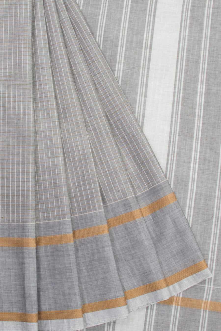 Grey Handwoven Kanchi Cotton Saree 10068520 - Avishya