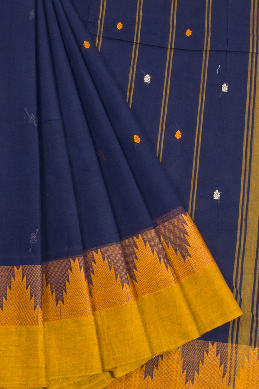 Blue Handwoven Kanchi Cotton Saree 10068534 - Avishya