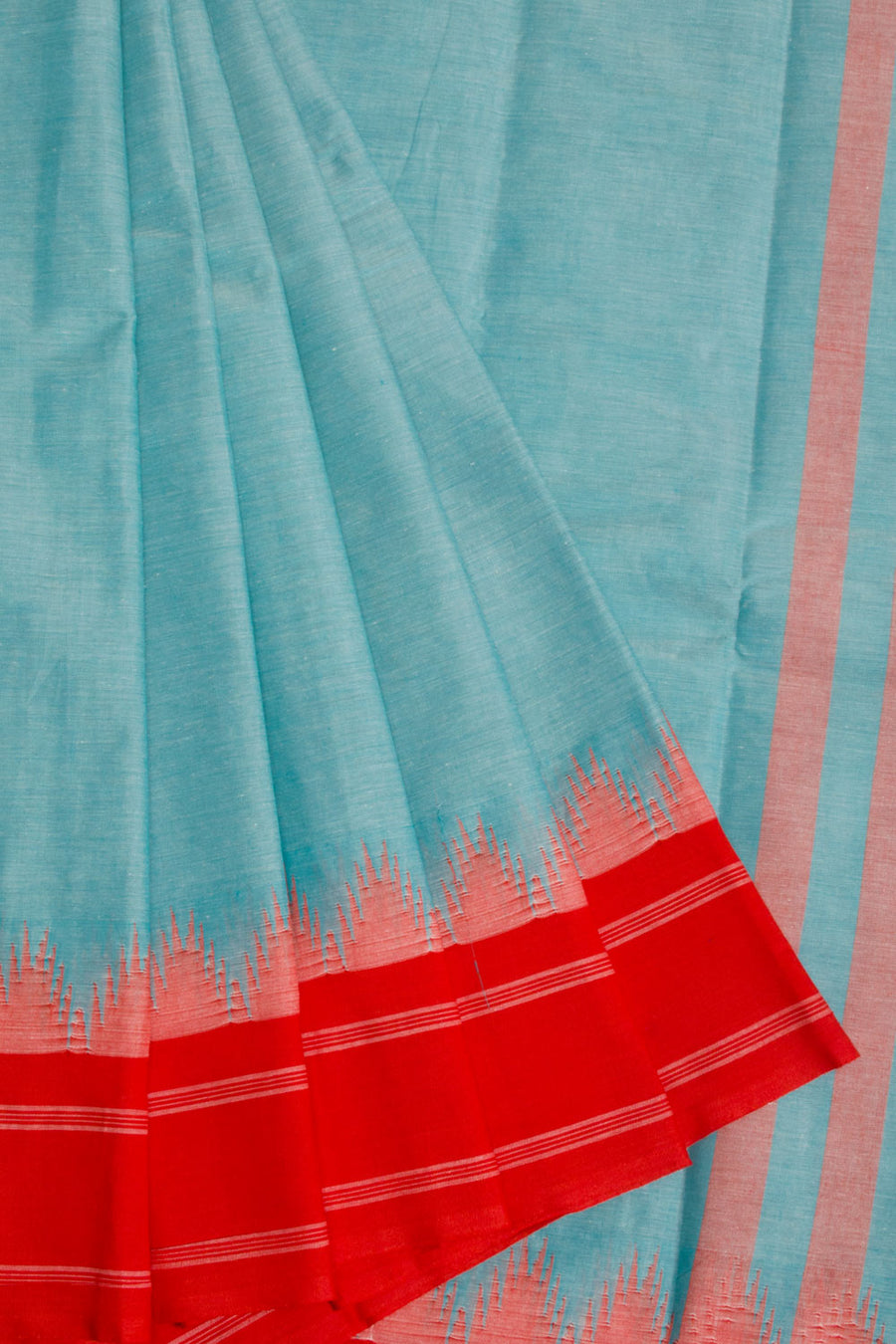 Blue Handwoven Kanchi Cotton Saree Without Blouse 10068546 - Avishya