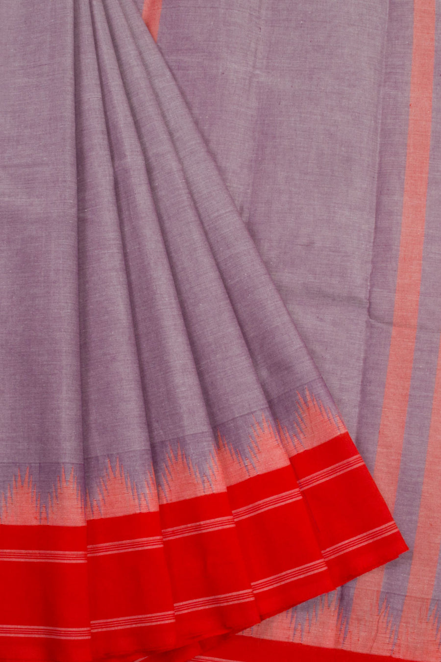 Purple Handwoven Korvai Kanchi Cotton Saree 10068550 - Avishya