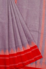 Purple Handwoven Korvai Kanchi Cotton Saree 10068550 - Avishya
