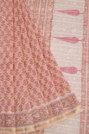 Peach Sanganeri printed Silk Cotton Saree 10068553 - Avishya