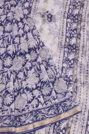 Blue Sanganeri printed Silk Cotton Saree 10068558 - Avishya