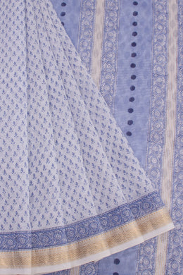 Blue Sanganeri printed Silk Cotton Saree 10068563 - Avishya