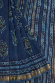 Blue Vanaspathi Printed Silk Cotton Saree 10068566 - Avishya