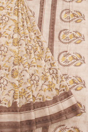 Beige Vanaspathi Printed Mulmul Cotton Saree 10068570 - Avishya