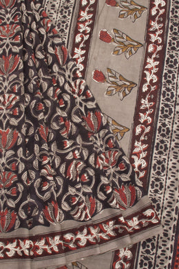 Black Vanaspathi Printed Mulmul Cotton Saree 10068572 - Avishya