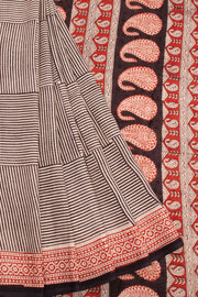 Black Bagru Printed Mulmul Cotton Saree 10068586 - Avishya