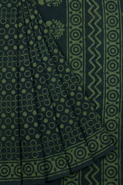 Green Mulmul Dabu Printed Cotton Saree 10068590 - Avishya