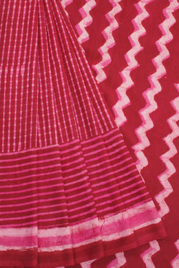 Pink Mulmul Dabu Printed Cotton Saree 10068591 - Avishya