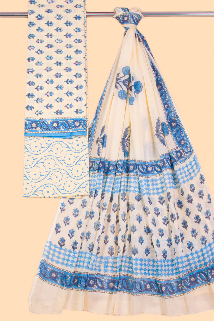 Off- White 3-Piece Salwar Suit Material 10068606 - Avishya