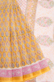 Yellow Vanaspathi Printed Kota Cotton Saree 10068621