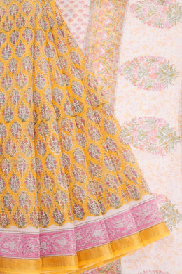 Yellow Vanaspathi Printed Kota Cotton Saree 10068621