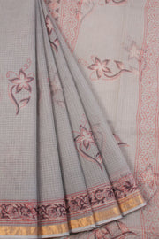 Grey Vanaspathi Printed Kota Cotton Saree 10068623