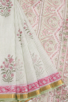 White Vanaspathi Printed Kota Cotton Saree 10068627