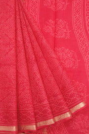 Red Hand Block Printed Kota Cotton Saree 10068631 - Avishya