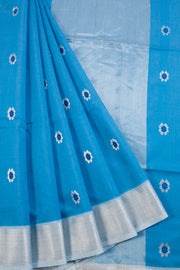 Blue Handloom Maheshwari Silk Cotton Saree 10068639 - Avishya