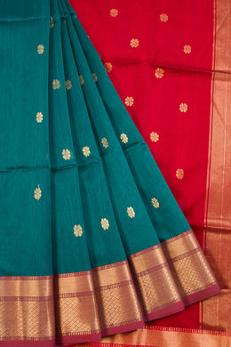 Ocean Blue Handloom Maheshwari Saree 10068657