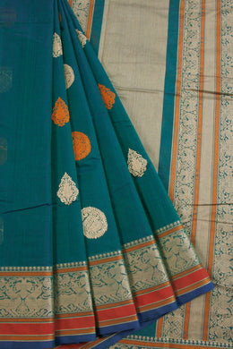 Green Kanchi Cotton Saree 10068666 - Avishya