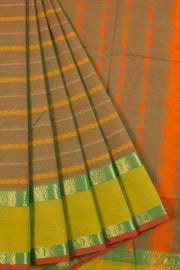 Green Handwoven Kanchi Cotton Saree 10068691 - Avishya