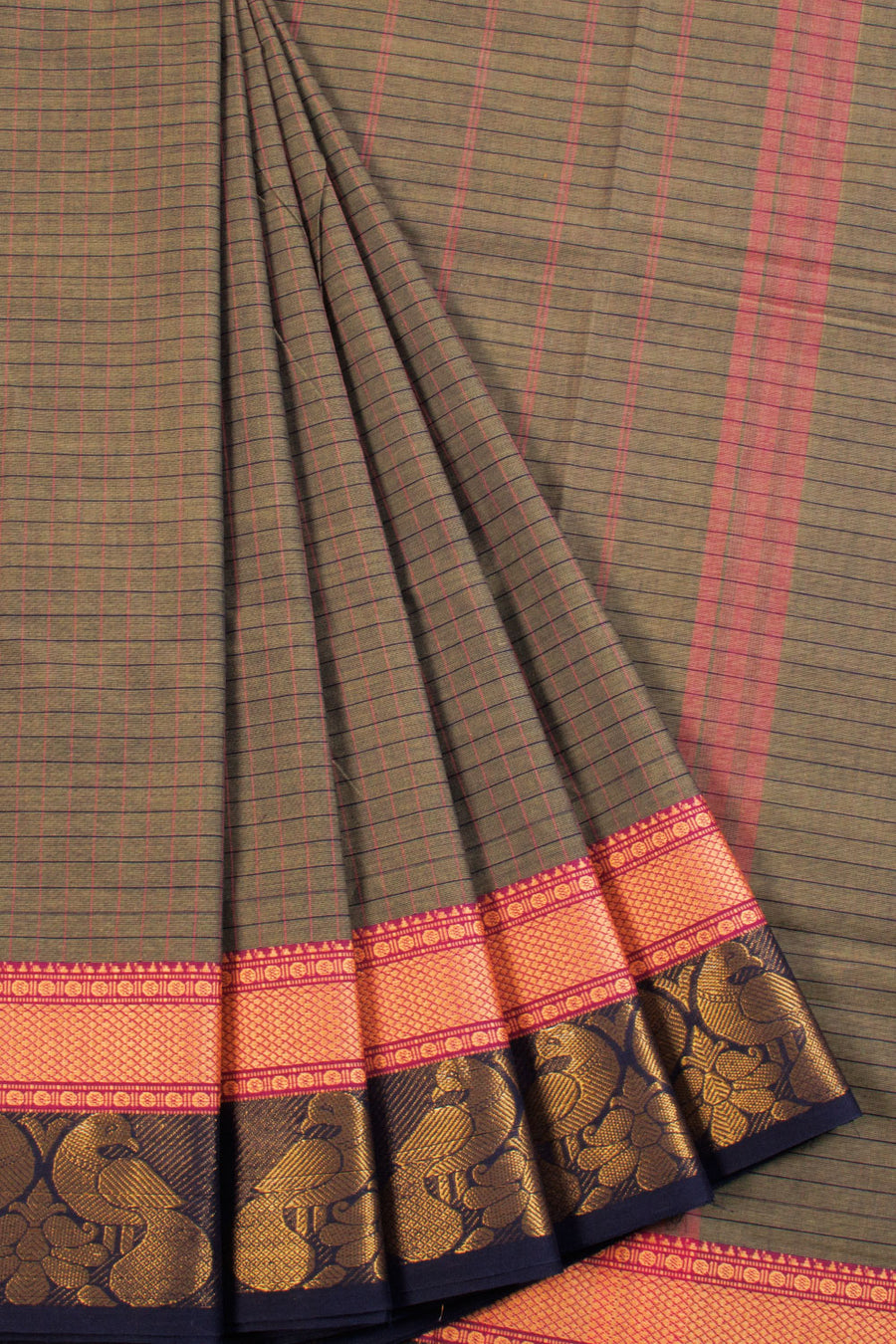 Brown Handwoven Kanchi Cotton Saree 10068693 - Avishya