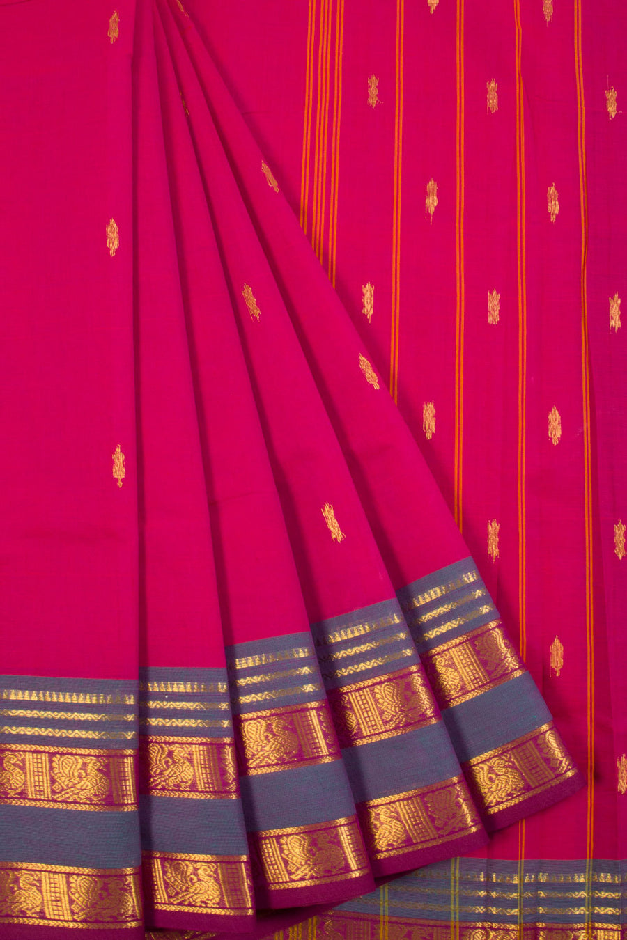Pink Handwoven Kanchi Cotton Saree 10068715 - Avishya