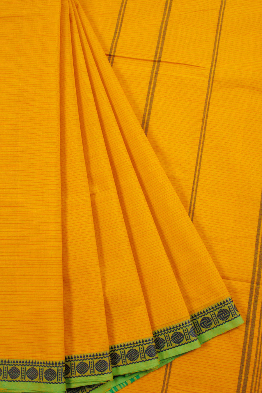 Yellow Handwoven Kanchi Cotton Saree 10068722 - Avishya