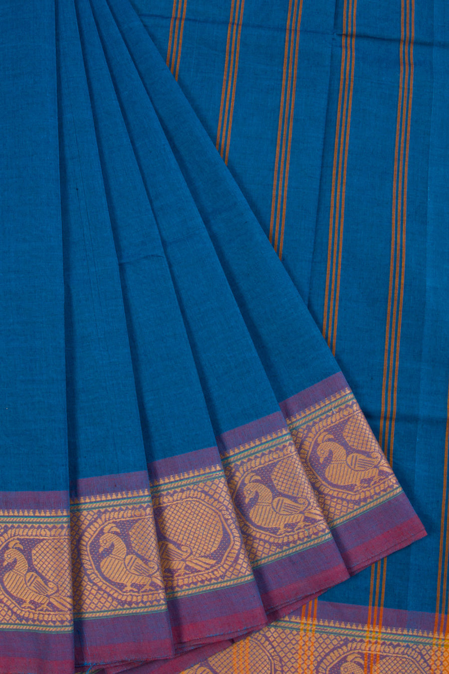 Blue Handwoven Kanchi Cotton Saree 10068727 - Avishya