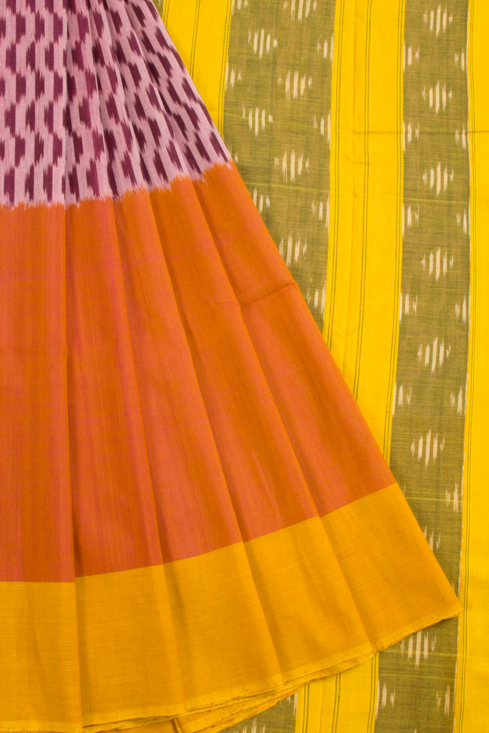 Pink Handloom Pochampally Ikat Cotton Saree 10068749