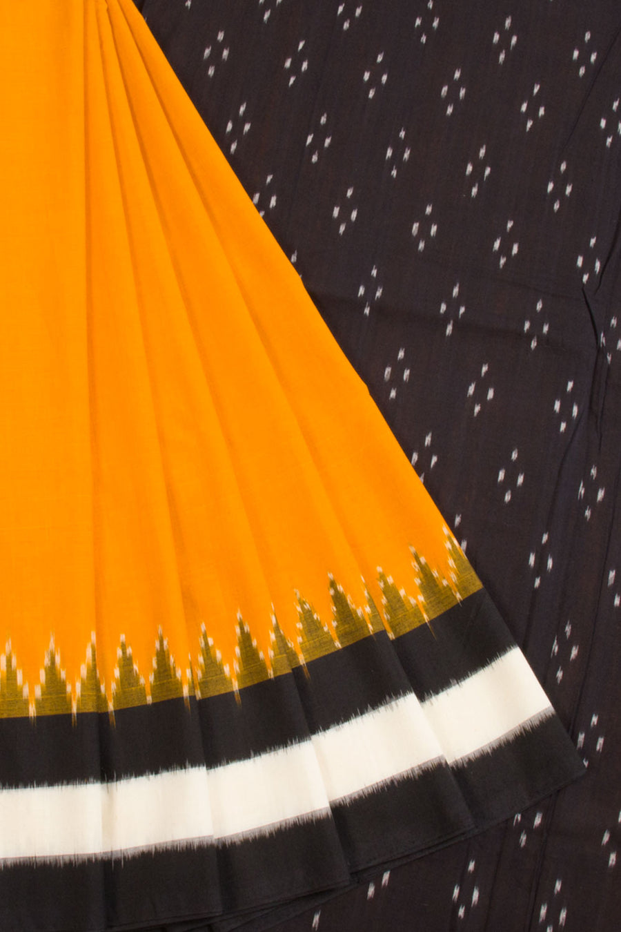 Yellow Handloom Pochampally Ikat Cotton Saree 10068751 - Avishya