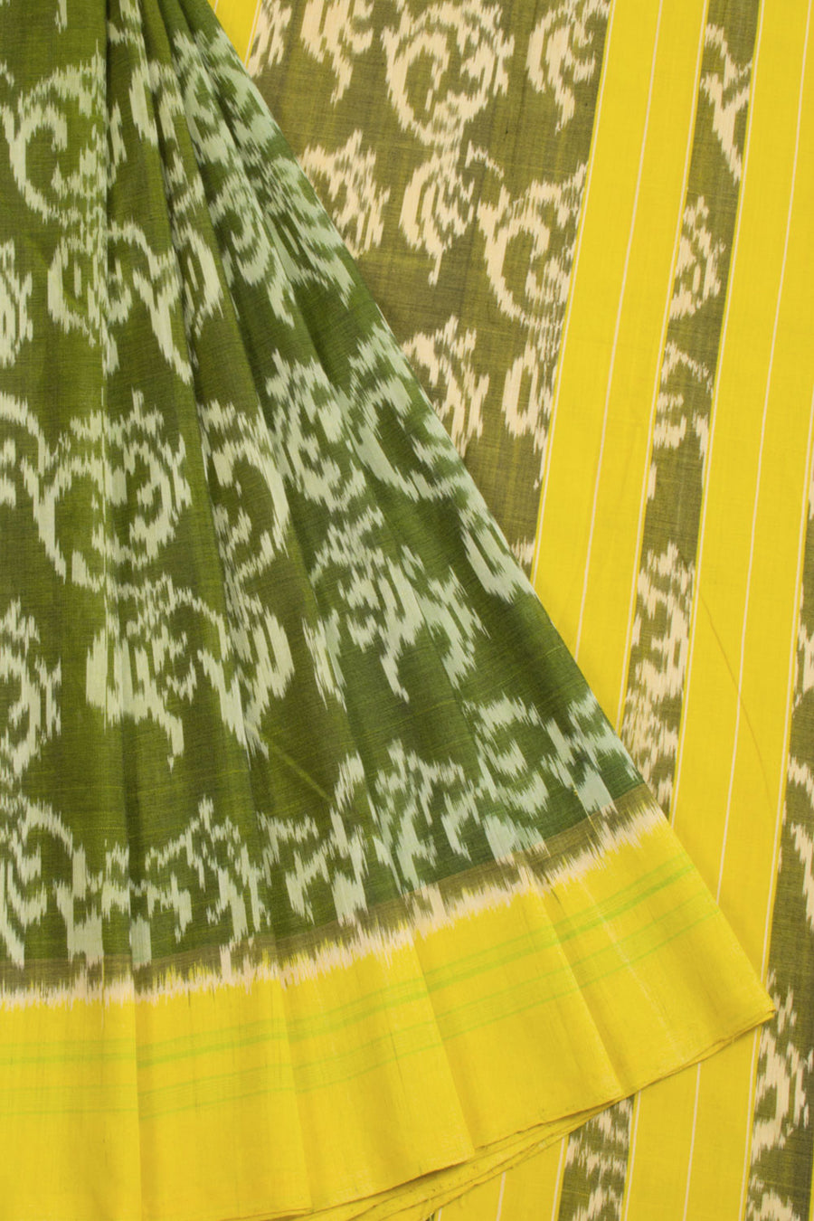 Green Handloom Pochampally Ikat Cotton Saree 10068754 - Avishya
