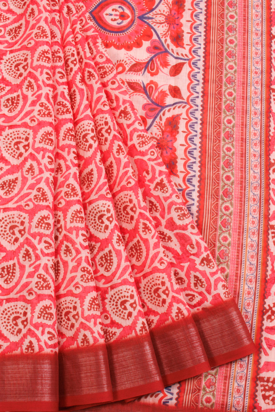 Pink Digital Printed Linen Saree 10068769 - Avishya