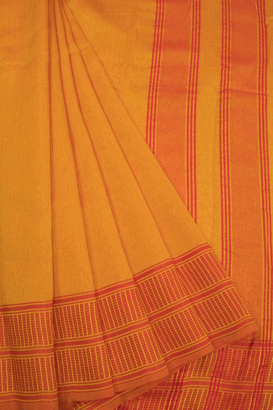 Yellow And Orange Dual Tone Bamboo Silk Saree 10068781