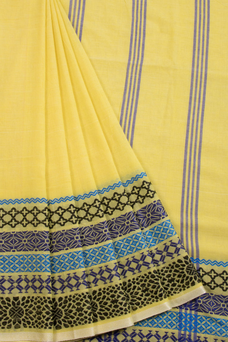 Yellow Shantipur Tant Bengal Cotton Saree 10068787 - Avishya