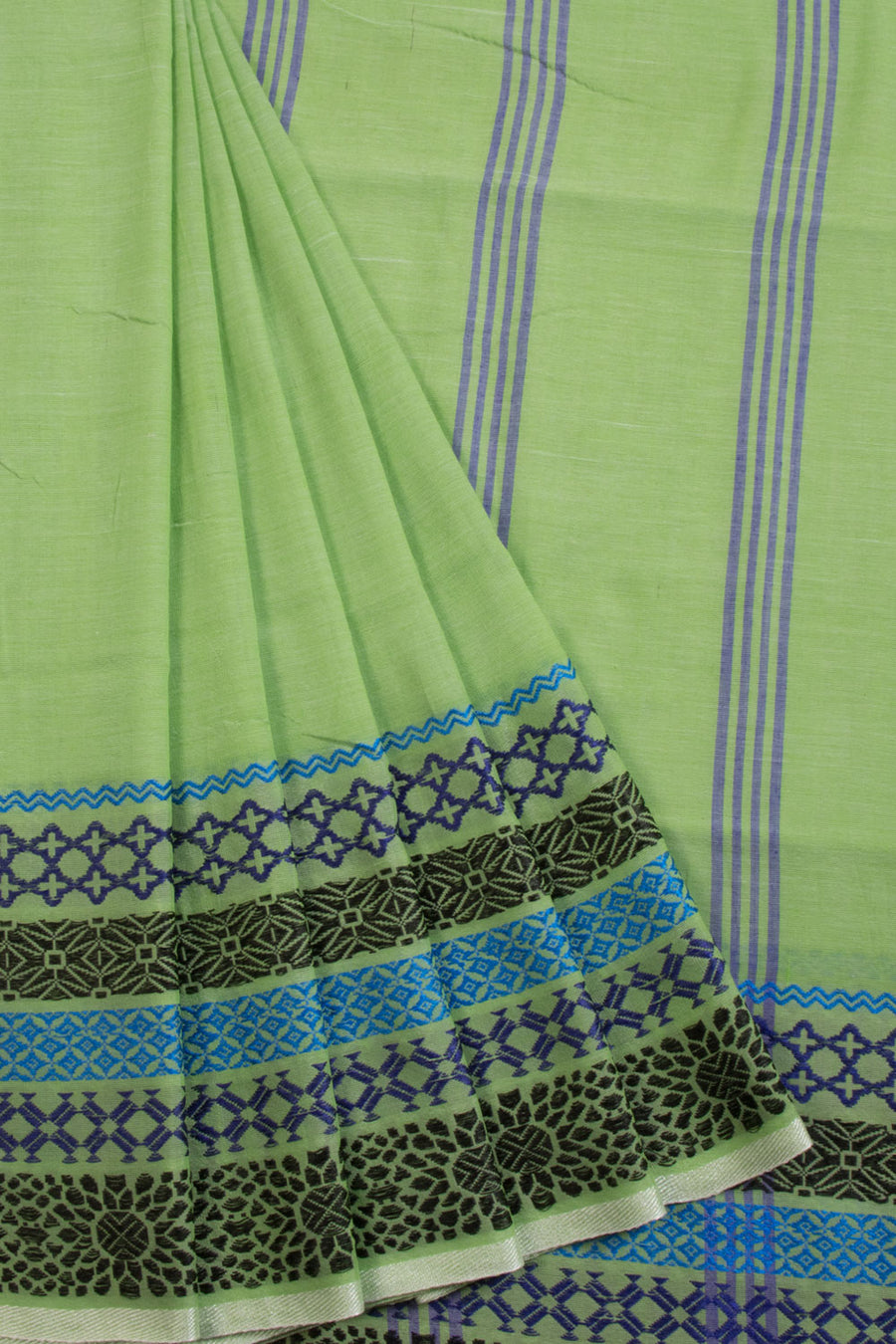 Green Shantipur Tant Bengal Cotton Saree 10068789 - Avishya