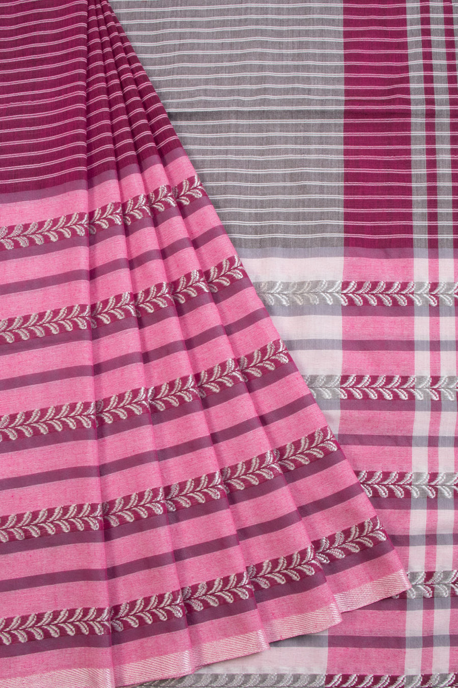 Pink Shantipur Tant Bengal Cotton Saree 10068792 - Avishya