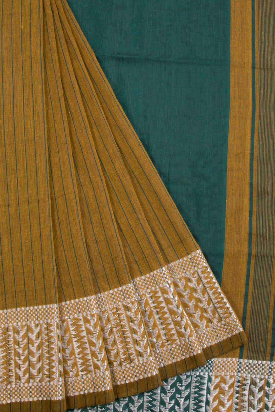 Green Shantipur Tant Bengal Cotton Saree 10068798 - Avishya