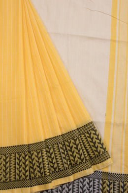 Yellow Shantipur Tant Bengal Cotton Saree 10068799 - Avishya