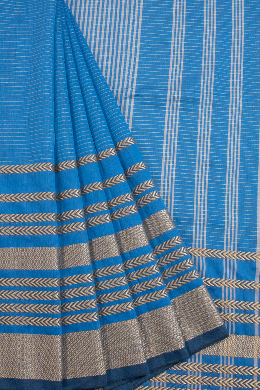 Blue Shantipur Tant Bengal Cotton Saree 10068802 - Avishya