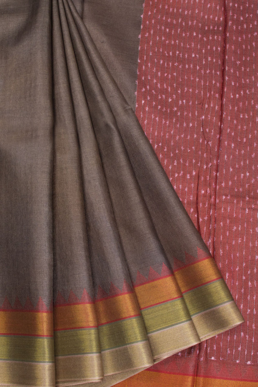 Grey Chhattisgarh Tussar Silk Saree 10068807 - Avishya