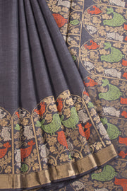 Black Chhattisgarh Tussar Silk Saree 10068811 - Avishya